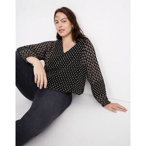 Madewell Sheer-Sleeve Top‎ in Brushstroke Paisley Mix Blouse - XS